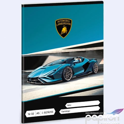 Füzet 16-32 A5 vonalas Ars Una Lamborghini (5336) 24 autó 53593498 2.osztályos füzet prémium minős