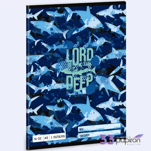 Füzet 16-32 A5 vonalas Ars Una Lord of the Deep cápa (5337) 24 53593498 2.osztályos füzet prémium minős