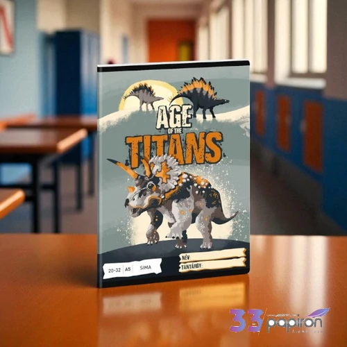 Füzet 20-32 A5 sima Ars Una Age of the Titans (5261) 23 dínó 53612618 prémium minőségű füzet