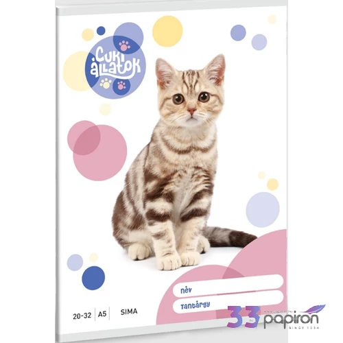 Füzet 20-32 A5 sima Ars Una Cuki-Amerikai Röv. Sz. Macska (5306) 23 53613066 prémium minőségű füzet