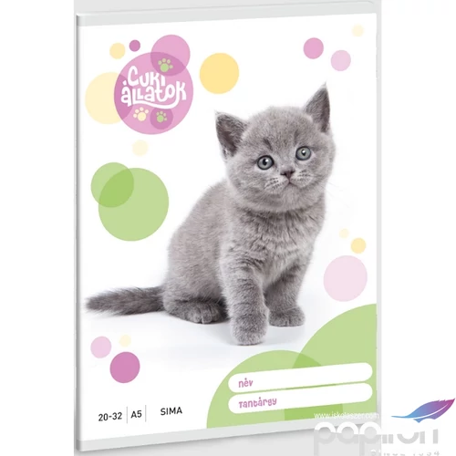 Füzet 20-32 A5 sima Ars Una Cuki-Brit Röv. Sz. Macska (5305) 23 53613059 prémium minőségű füzet