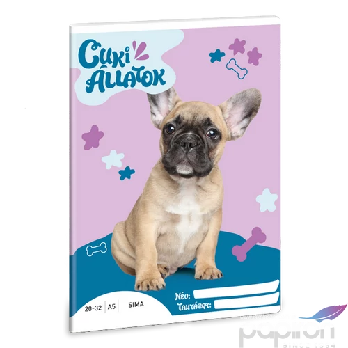 Füzet 20-32 A5 sima Ars Una Cuki-Francia bulldog (5426) 24 53614261 prémium minőségű füzet