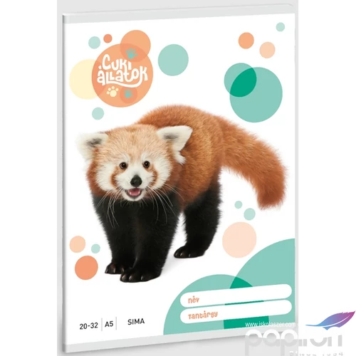 Füzet 20-32 A5 sima Ars Una Cuki-Vörös Panda (5309) 23 53613097 prémium minőségű füzet