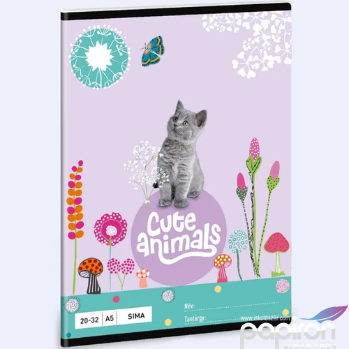 Füzet 20-32 A5 sima Ars Una Cute Animals-kitten (5368) 24 cica 53613684 prémium minőségű füzet