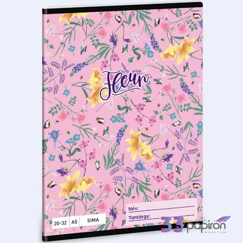 Füzet 20-32 A5 sima Ars Una Fleur (5366) 24 virág 53613660 prémium minőségű füzet