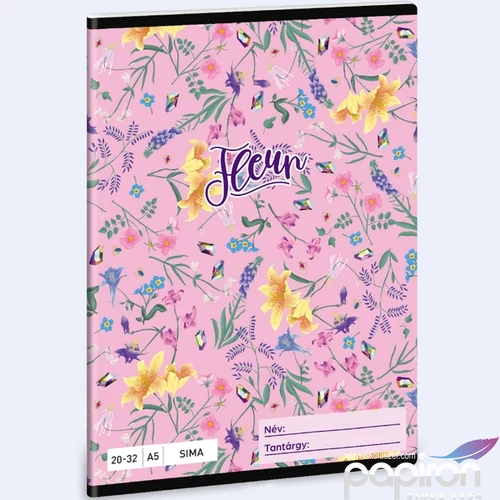 Füzet 20-32 A5 sima Ars Una Fleur (5366) 24 virág 53613660 prémium minőségű füzet