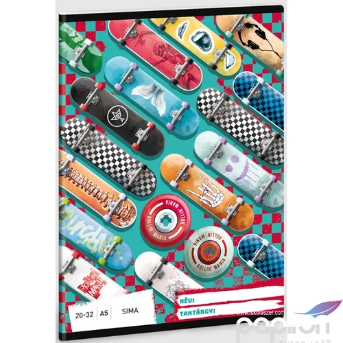 Füzet 20-32 A5 sima Ars Una Rollin’ Mania (5228) 23 gördeszka 53612281 prémium minőségű füzet