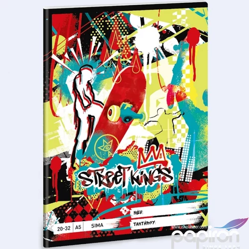Füzet 20-32 A5 sima Ars Una Street Kings (5357) 24 gördeszka 53613578 prémium minőségű füzet