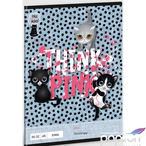 Füzet 20-32 A5 sima Ars Una Think Pink - cicás (5285) 23 53612854 prémium minőségű füzet