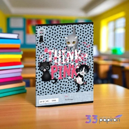 Füzet 20-32 A5 sima Ars Una Think Pink - cicás (5285) 23 53612854 prémium minőségű füzet