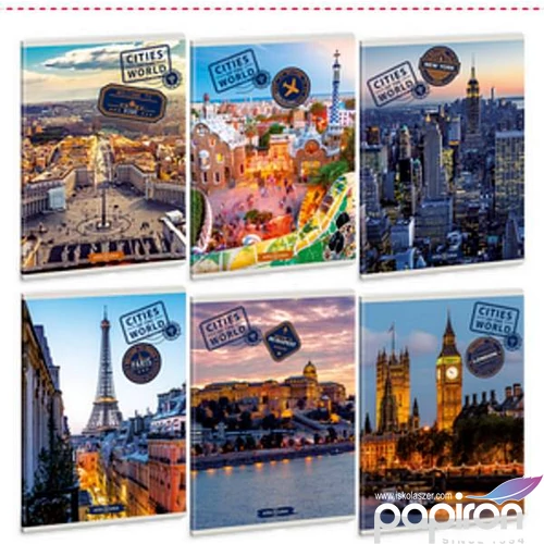 Füzet 20-40 A5 sima Ars Una Cities Of The World (5223) 53152237 prémium minőségű füzet