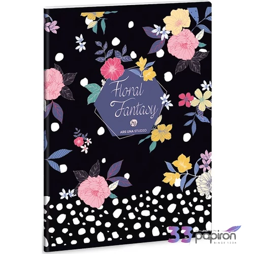 Füzet 20-40 A5 sima Ars Una Floral Prism - virágos 40lap 19' 93159388 prémium minőségű füzet