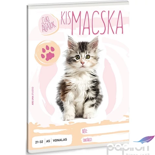 Füzet 21-32 A5 vonalas Ars Una Cuki állatok kismacska 21' 53621061 4-8.osztályig prémium minőség
