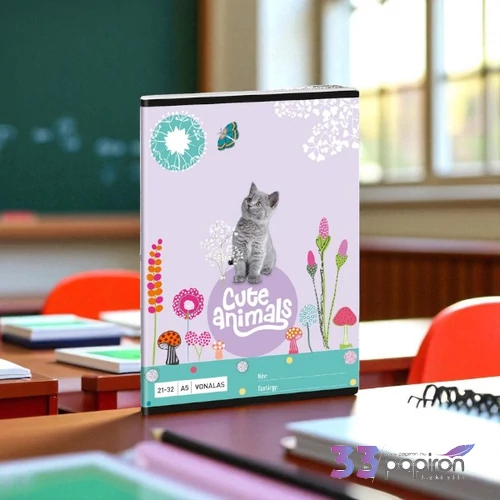 Füzet 21-32 A5 vonalas Ars Una Cute Animals Kitten (5368) 24 Cica 53623683 4-8.osztályig prémium minőség