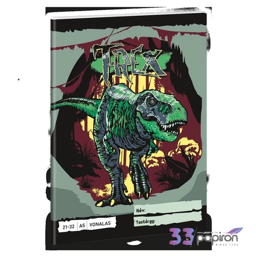 Füzet 21-32 A5 vonalas Ars Una T-Rex Dínó (5346) 53623461 4-8.osztályig prémium minőség