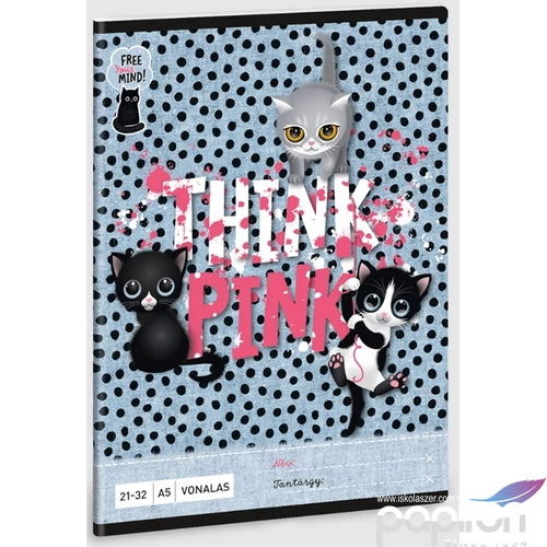 Füzet 21-32 A5 vonalas Ars Una Think Pink - cicás (5285) 23 53622853 4-8.osztályig prémium minőség