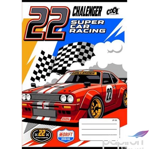 Füzet 27-32 A5 kockás 32 lap, Cool by Victoria Race cars