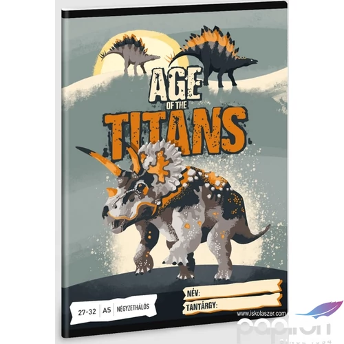 Füzet 27-32 A5 kockás Ars Una Age of the Titans (5261) 23 dínó 53632616 prémium füzet négyzethálós