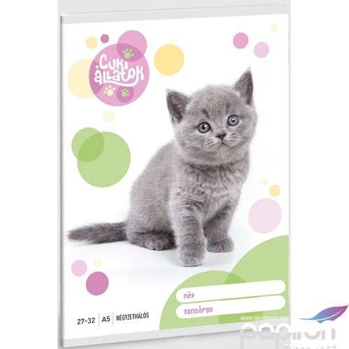 Füzet 27-32 A5 kockás Ars Una Cuki-Brit Röv. Sz. Macska (5305) 23 53633057 prémium füzet négyzethálós