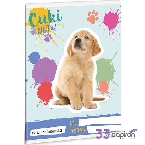 Füzet 27-32 A5 Kockás Ars Una Cuki-Golden Retriever (5495) 25 53634955 prémium füzet négyzethálós