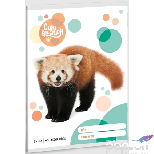 Füzet 27-32 A5 kockás Ars Una Cuki-Vörös Panda (5309) 23 53633095 prémium füzet négyzethálós