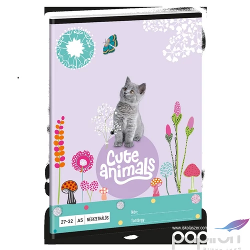 Füzet 27-32 A5 kockás Ars Una Cute Animals-kitten (5368) 24 cica 53633682 prémium füzet négyzethálós