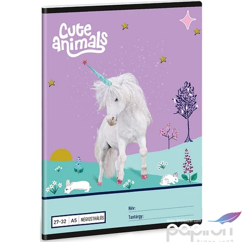 Füzet 27-32 A5 Kockás Ars Una Cute Animals Unicorn (5448) 25 53634481
