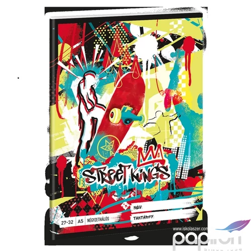 Füzet 27-32 A5 kockás Ars Una Street Kings (5357) 24 gördeszka 53633576 prémium füzet négyzethálós