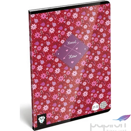 Füzet 27-32 A5 kockás Lizzy Kis bagoly - Floral Flow - virágos 18' Lizzy kollekció
