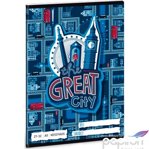 Füzet 27-32 A5 kockás Ars Una The Great City - Város 19 93638999 prémium füzet négyzethálós