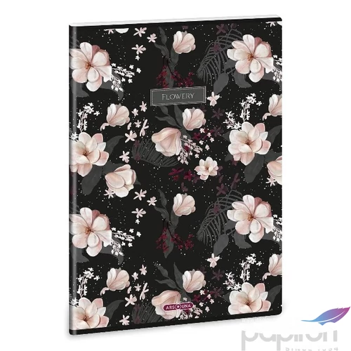 Füzet 81-40 A4 vonalas Ars Una Extra kapcsos Flowery black (5374) 24 53113740 A/4 vonalas 40lapos 75gr-os füz