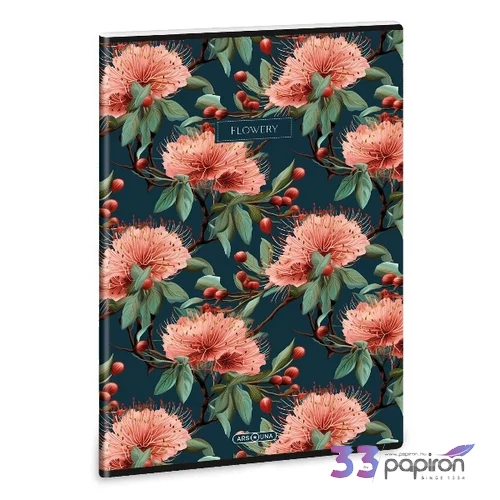 Füzet 87-40 A4 kockás Ars Una Extra kapcsos Flowery green (5419)24 53124197 A/4-es négyzethálós 40lapos 75g