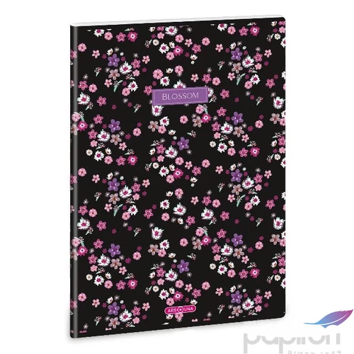 Füzet 87-40 A4 kockás Ars Una Extra kapcsos Pearl Blossom black(5377)2 53123770 A/4-es négyzethálós 40lapos 75g