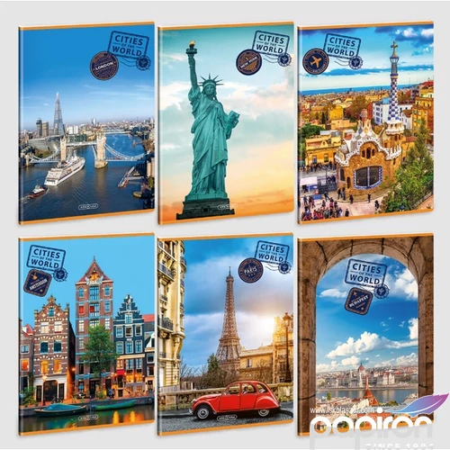 Füzet 87-40 A4 kockás Ars Una Cities Of The World (5325) 23 53123251 A/4-es négyzethálós 40lapos 75g