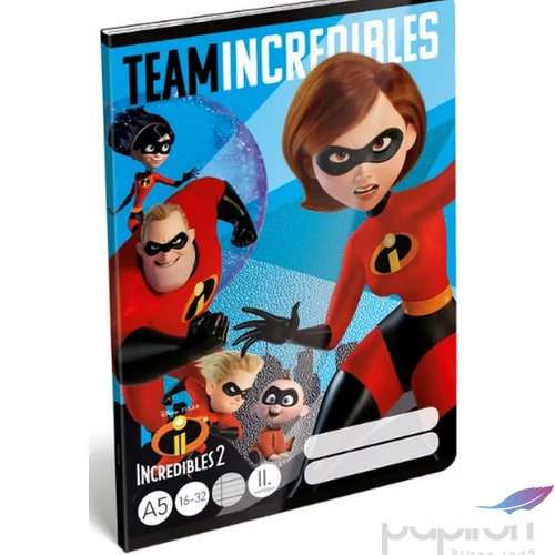 Füzet 16-32 A5 Vonalas Lizzy The Incredibles 2 Family. 18' 2. osztályos füzet