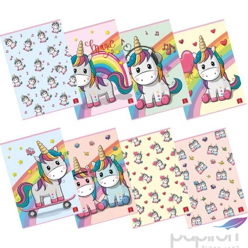 Füzet A/5 Pigna Unicornis 42 lapos kockás glitteres