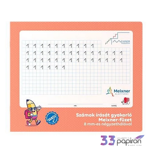 Füzet tűzött négyzethálós 245x295 mm fekvő 32 lap 1. osztály ICO 