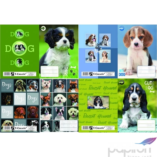 Füzetborító A5 Dogs vegyes T-Creativ bujtatós / kutyás / tankönyv és füzetborító kollekció