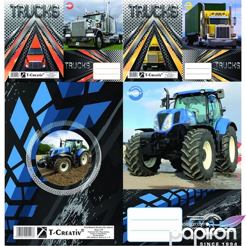 Füzetborító A5 Tyres vegyes T-Creativ bujtatós / kamionos/ tankönyv és füzetborító kollekció