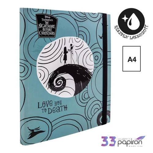 Füzetbox gumis Tim Burton 3 26 A4, karton  szürkéskék 