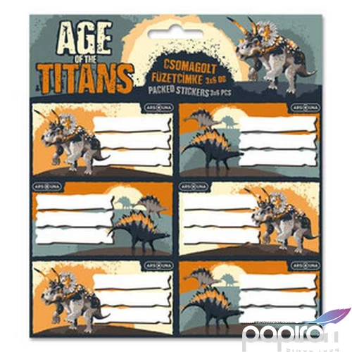 Füzetcímke Ars Una 3x6db Age of the Titans (5261) 23 dínó 53832610 Öntapadós - egy csomagban külön