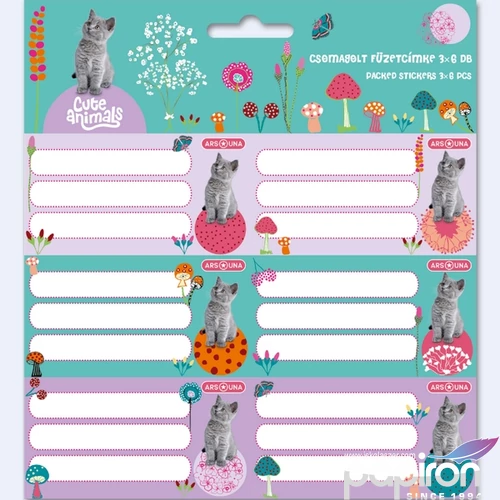 Füzetcímke Ars Una 3x6db 24'' Cute Animals-kitten (5368) 24 cica 53833686 Öntapadós - egy csomagban külön