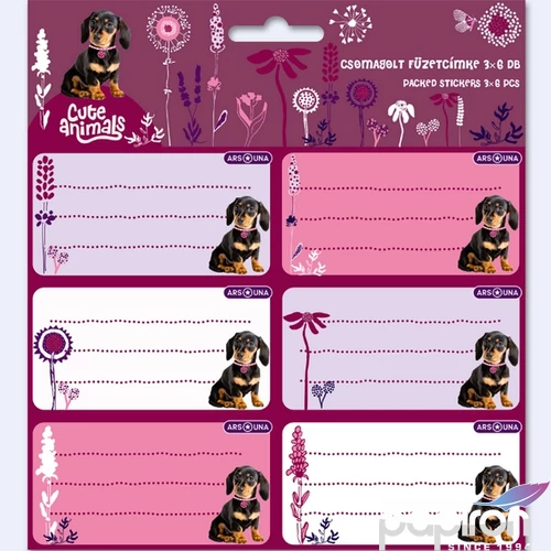 Füzetcímke Ars Una 3x6db 24'' Cute Animals-puppy (5369) 24 TACSKÓ 53833693 Öntapadós - egy csomagban külön