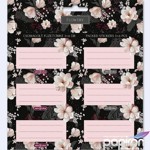 Füzetcímke Ars Una 3x6db 24'' Flowery(5400) 53834003 Öntapadós - egy csomagban külön