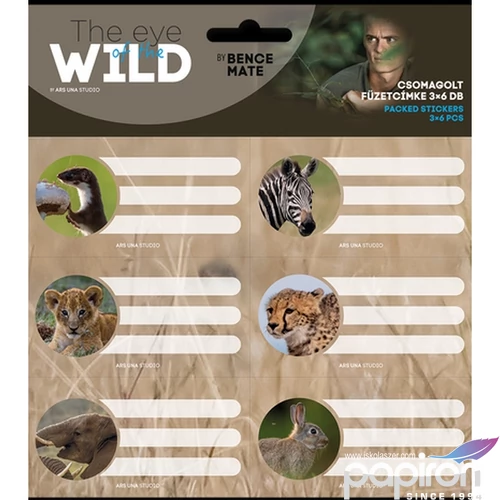 Füzetcímke Ars Una 3x6db The Eyes Of The Wild (5235) 22 53832351 Öntapadós - egy csomagban külön