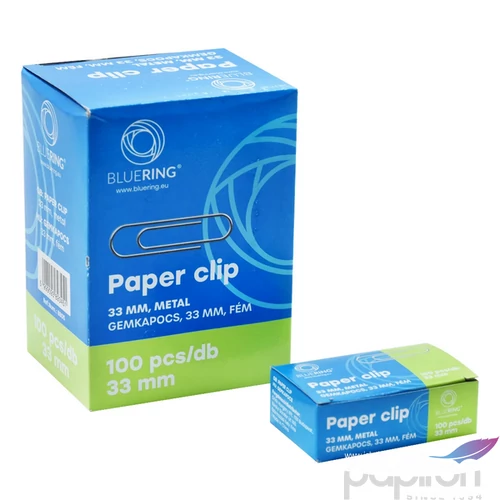 Gémkapocs 33mm Bluering 100db/doboz Irodai kiegészítők