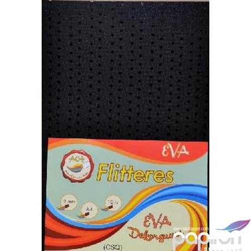 Dekorgumi flitter es fekete 2mm, A4 EVA Gumilap glitteres