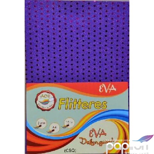 Dekorgumi flitter es lila 2mm, A4 EVA Gumilap glitteres