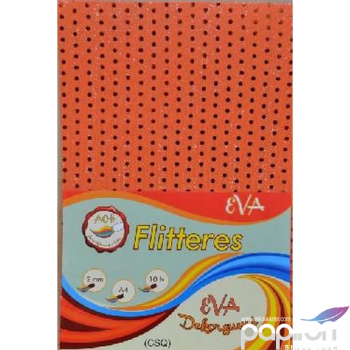 Dekorgumi flitter es narancs 2mm, A4 EVA gumilap flitter es