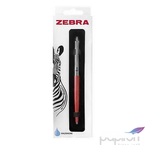 Golyóstoll 0,24mm Zebra nyomógombos, ezüst színű klip pink tolltest, 901, kék